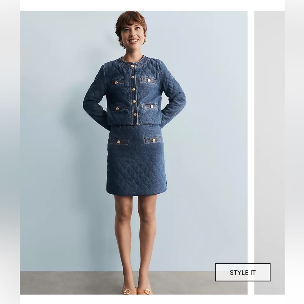 NWT Ann Taylor quilted denim skirt Size 6P